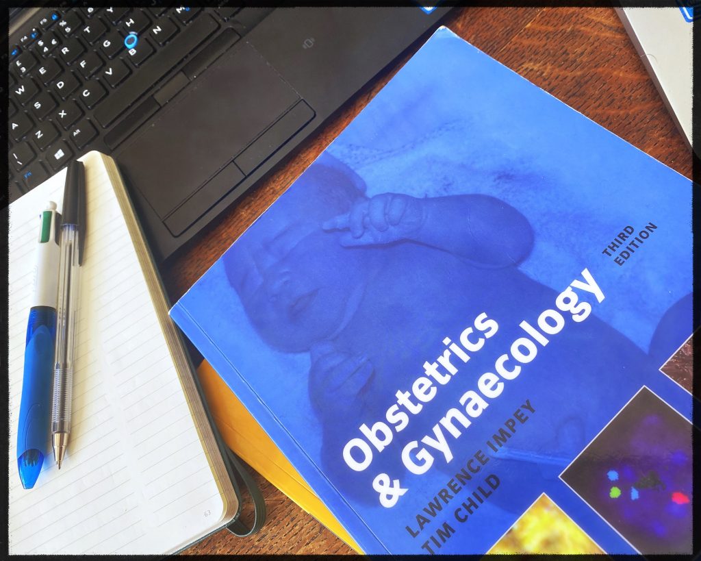 My O+G textbook that helped teach my medical perspective